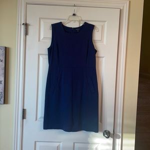 Navy Lands End Dress with Front Pockets and Small Back Slit
